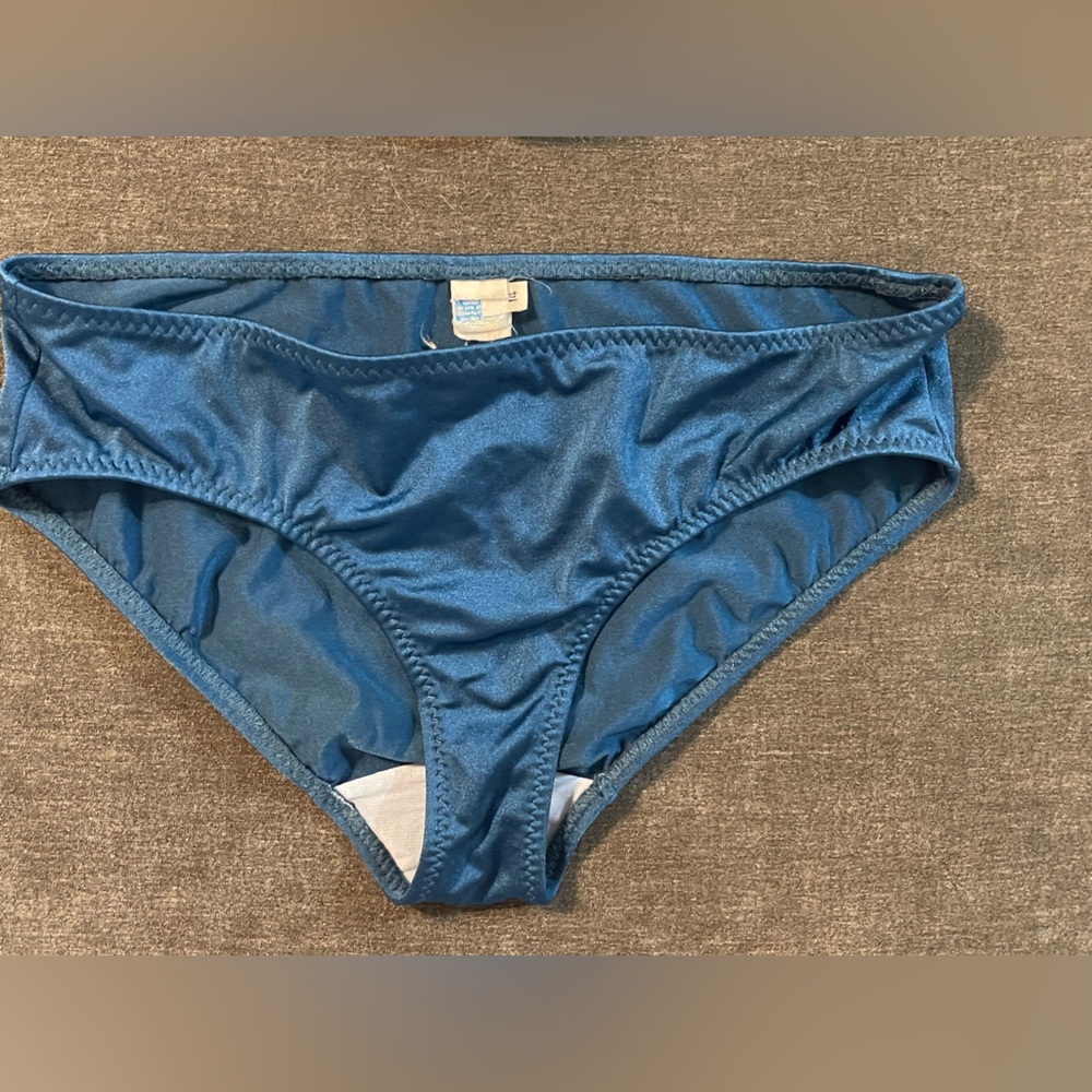 Malia Mills Women’s Shiny Blue Bikini Bottom (Cut Tag) Sz 14
